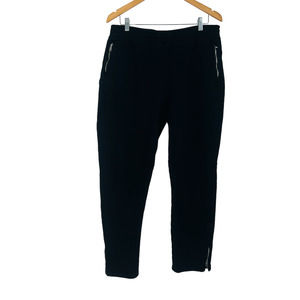 Sandro Ankle Zip Pull On Pants‎ Black Cotton Jogger Pockets Sweatpant Size XL